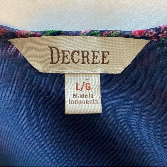 NWOT Decree Floral Blue Ruffle Tier Sleeveless Silver Clasp Accent Prairie SZ L - Picture 9 of 12